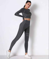 Seamless Long Sleeve Solid Yoga Set