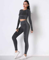 Seamless Long Sleeve Solid Yoga Set