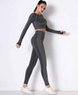 Seamless Long Sleeve Solid Yoga Set