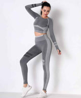 Seamless Long Sleeve Solid Yoga Set
