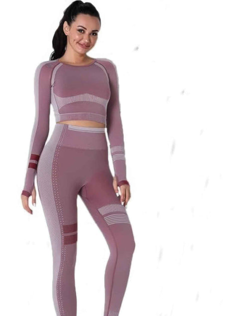 Seamless Long Sleeve Solid Yoga Set
