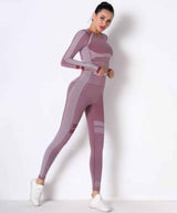 Seamless Long Sleeve Solid Yoga Set