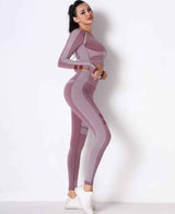 Seamless Long Sleeve Solid Yoga Set