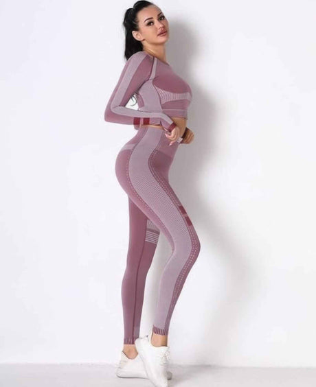 Seamless Long Sleeve Solid Yoga Set