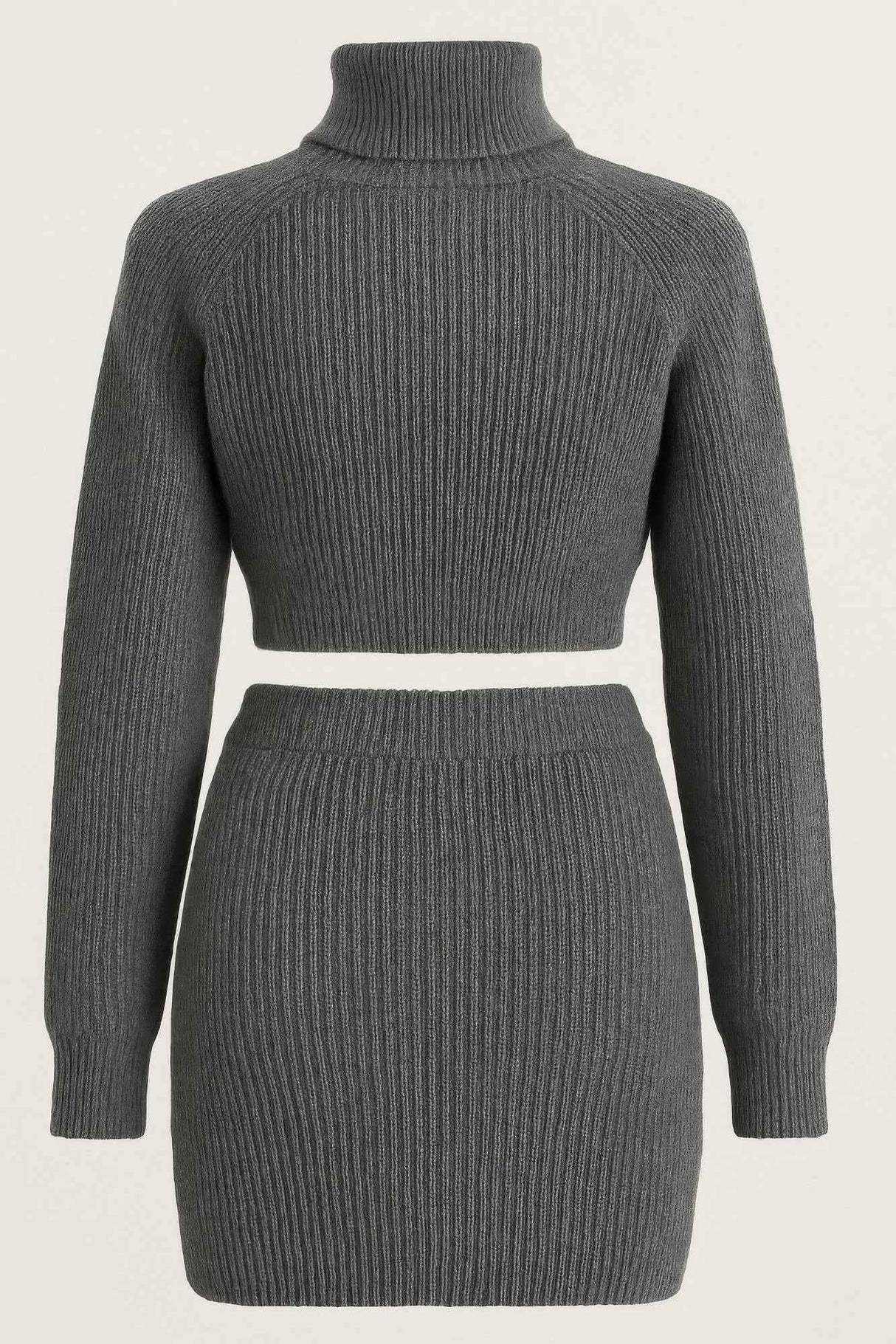 Knit Mock Neck Top And Skirt