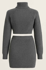 Knit Mock Neck Top And Skirt