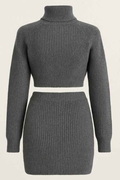 Knit Mock Neck Top And Skirt