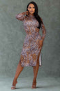 Leopard Cut Out Sexy Midi Dress
