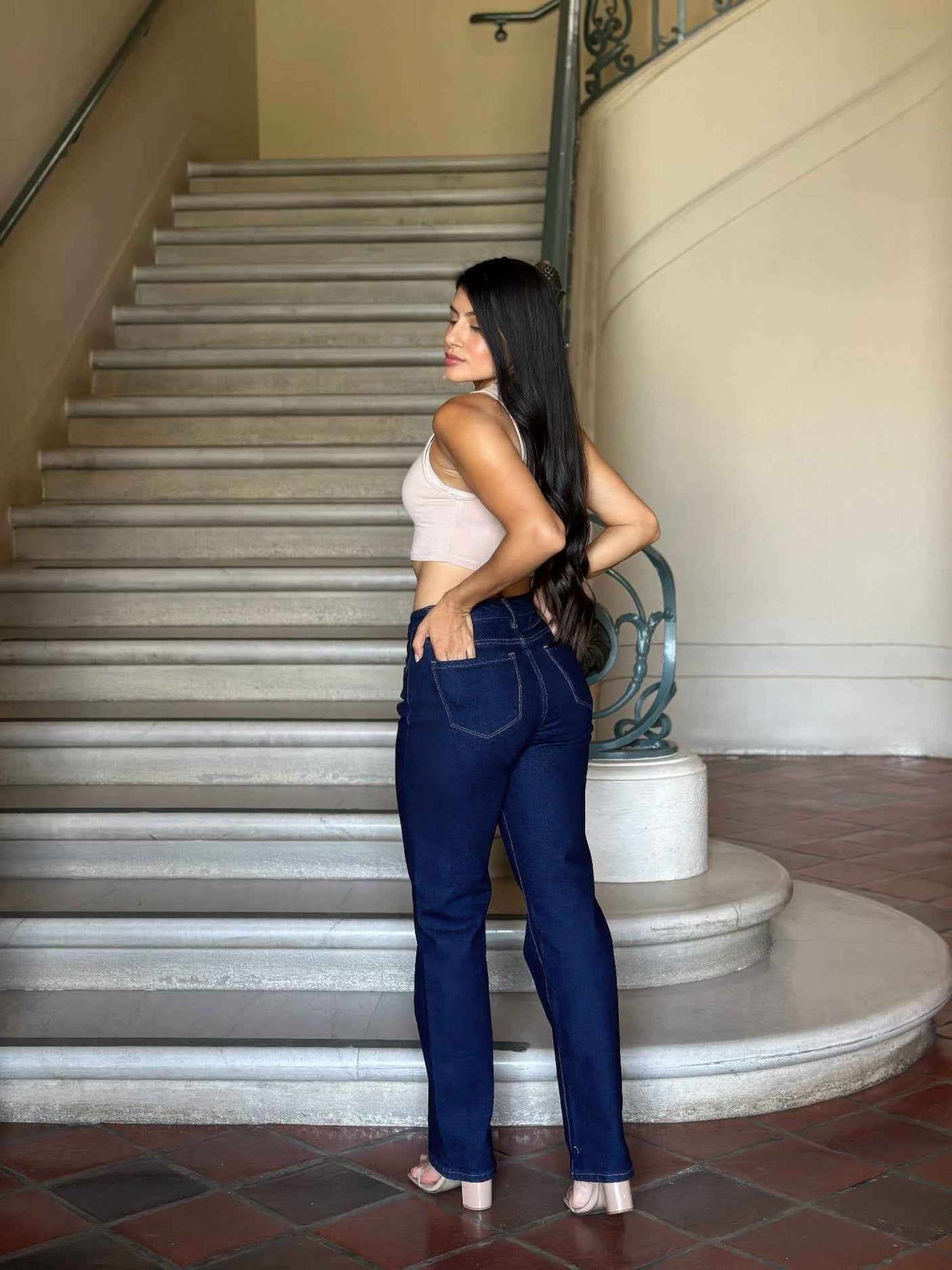 High Waist Vintage Straight Leg Denim Jeans