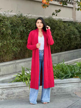 Clover Fine Knit Midi Cardi Cardigan With Pockets