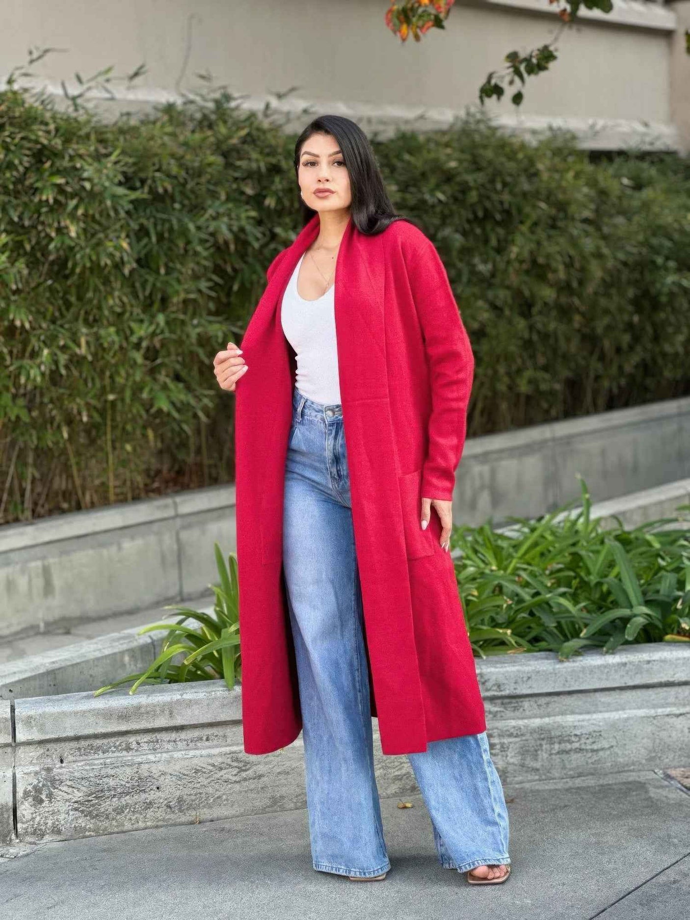 Clover Fine Knit Midi Cardi Cardigan With Pockets