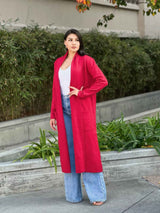 Clover Fine Knit Midi Cardi Cardigan With Pockets