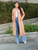 Clover Fine Knit Midi Cardi Cardigan With Pockets