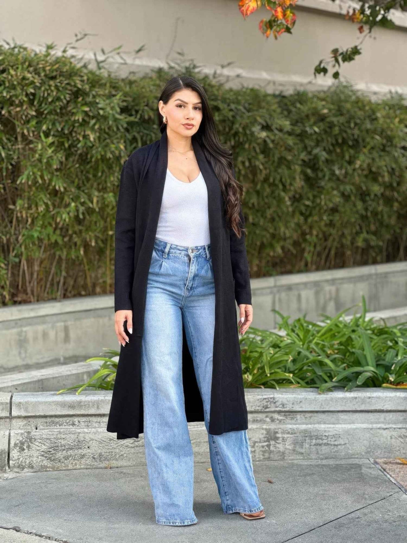 Clover Fine Knit Midi Cardi Cardigan With Pockets