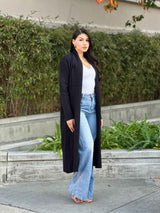 Clover Fine Knit Midi Cardi Cardigan With Pockets