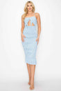 Checker Front Knot Smocked Midi Dress