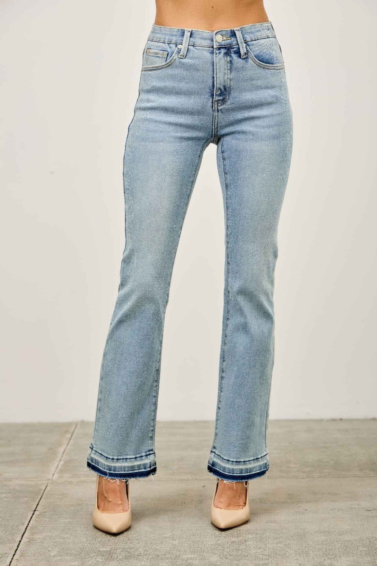 Mid Rise Flare With Released Hem