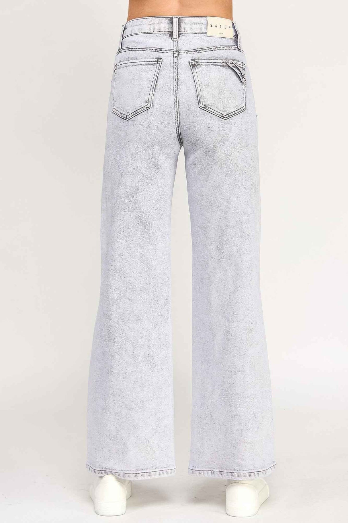 High Rise Wide Leg With Acid Grey