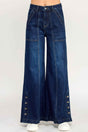 High Rise Wide Leg With Button Slit