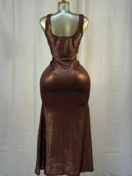 Cocoa Moonlight Shimmer Midi Dress