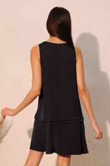 Washed Poly Silk Band Swing Dress