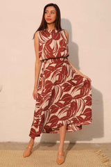 Lucca Leaf Midi Swing Skirt