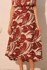 Lucca Leaf Midi Swing Skirt