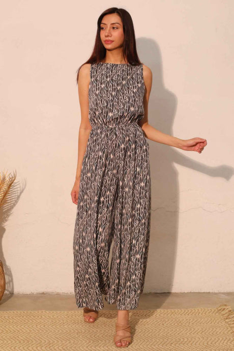 Night Meadow Sleeveless Bubble Jumpsuit