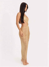 Metallic Cut Open Back Maxi Dress
