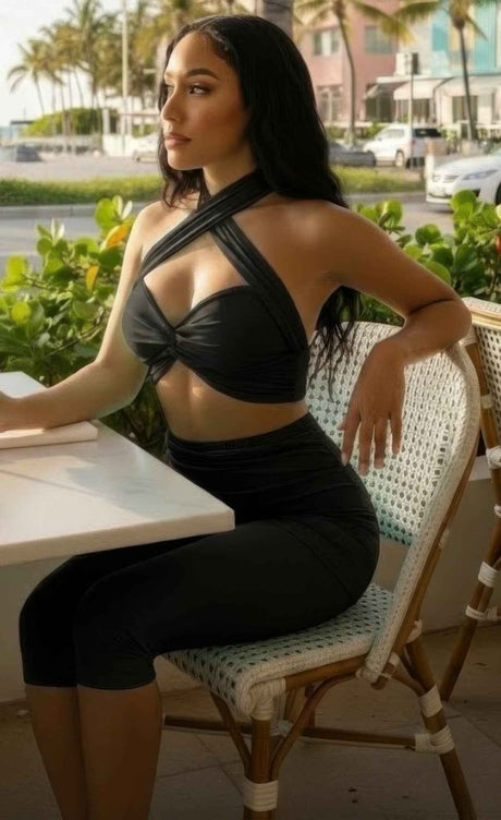 Crisscross Halter,twisted Knot Detail,self-tie Set