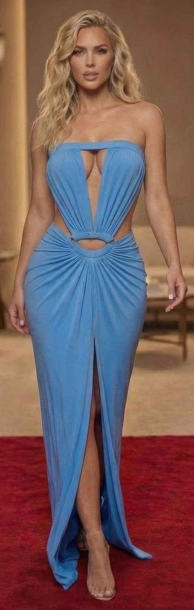 Nging Neckline Effect Maxi Dress
