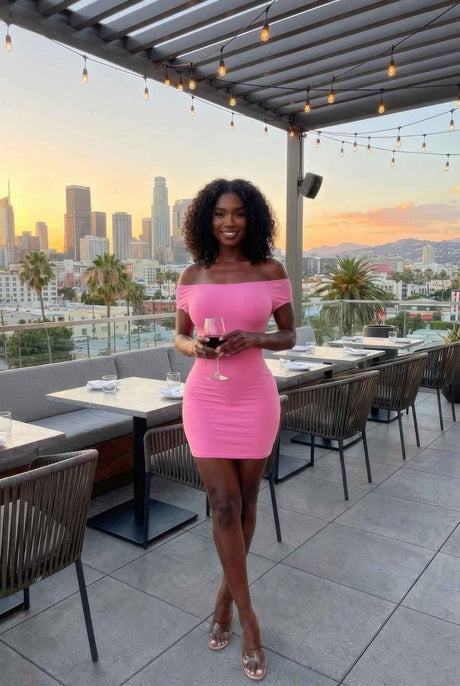 Off Shoulder Mini Dress With Open Back
