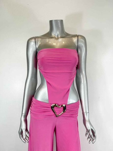 Side Cutouts Gold Heart-shaped Wide-leg Jumpsuit