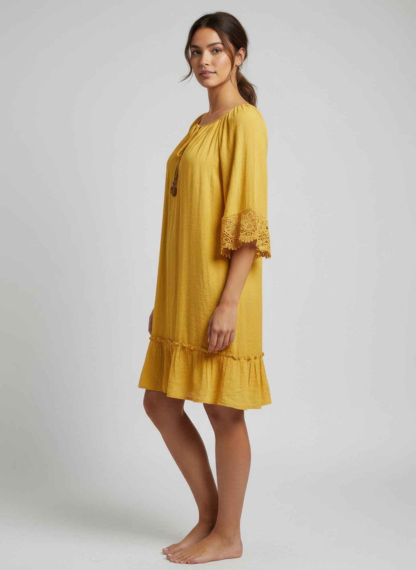 Mlle Gabrielle Solid Elbow Sleeve Dress
