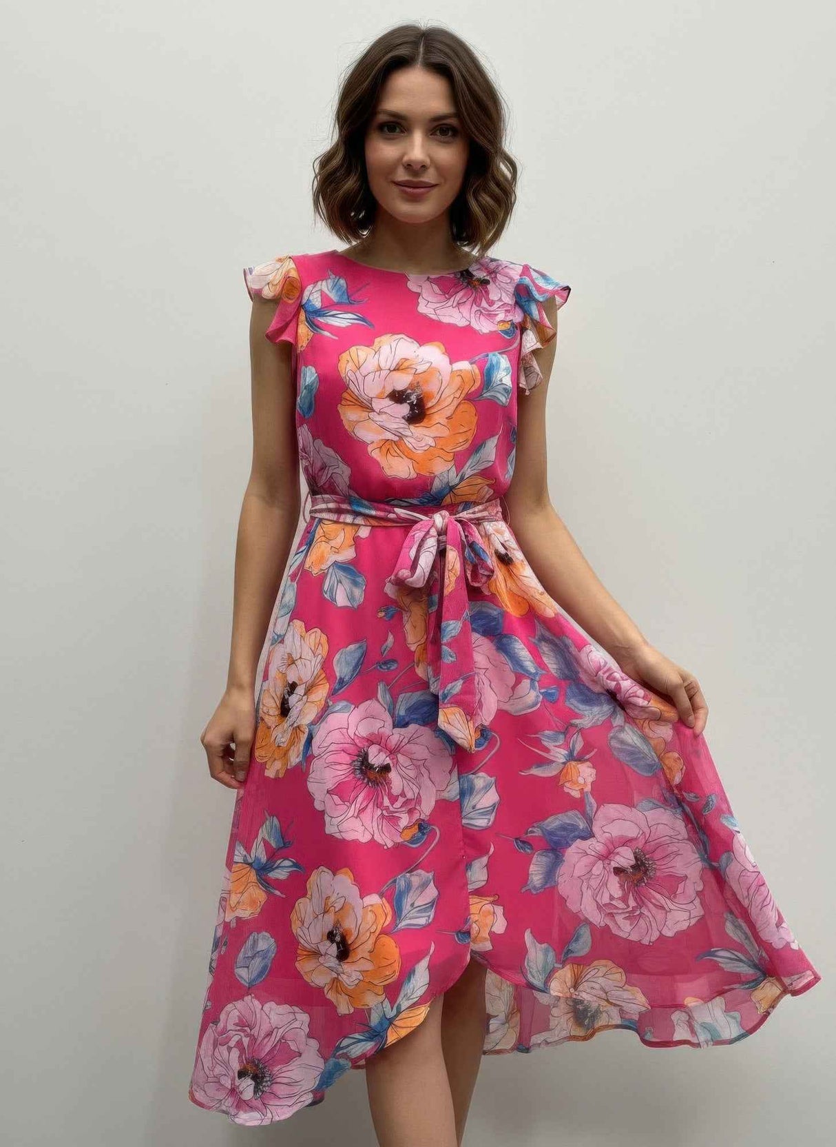 Shelby & Palmer Floral Ruffled Sleeve