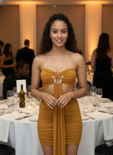 Tube Top Mini Dress With Drape Front