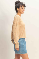 Cross Detail Open Back Long-sleeve Top