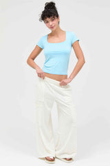 Mineral Wash Wide Leg Cargo Pants