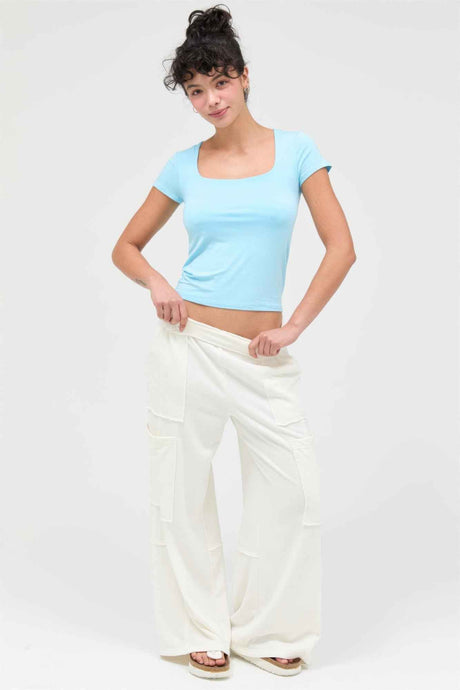 Mineral Wash Wide Leg Cargo Pants