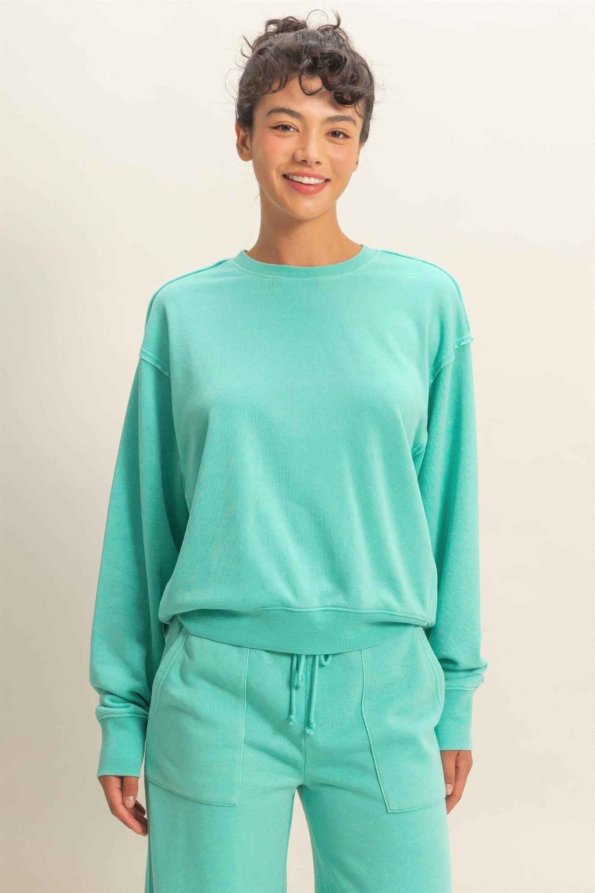 Raw Edge Detail Burnout Sweatshirt