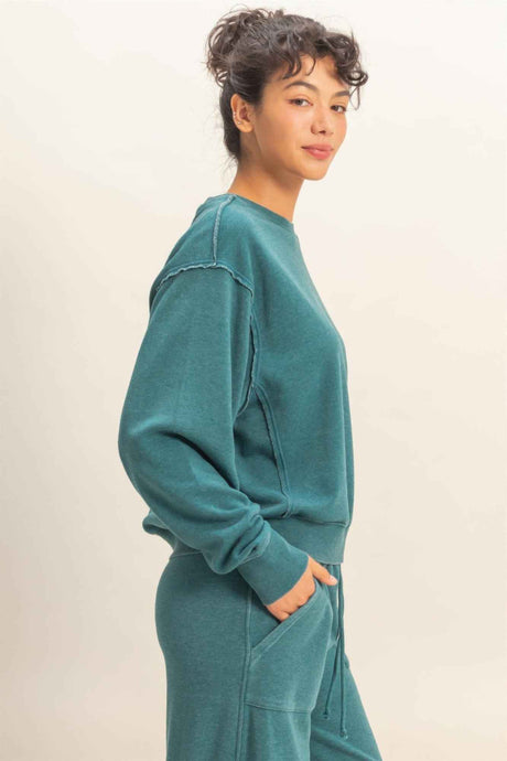 Raw Edge Detail Burnout Sweatshirt
