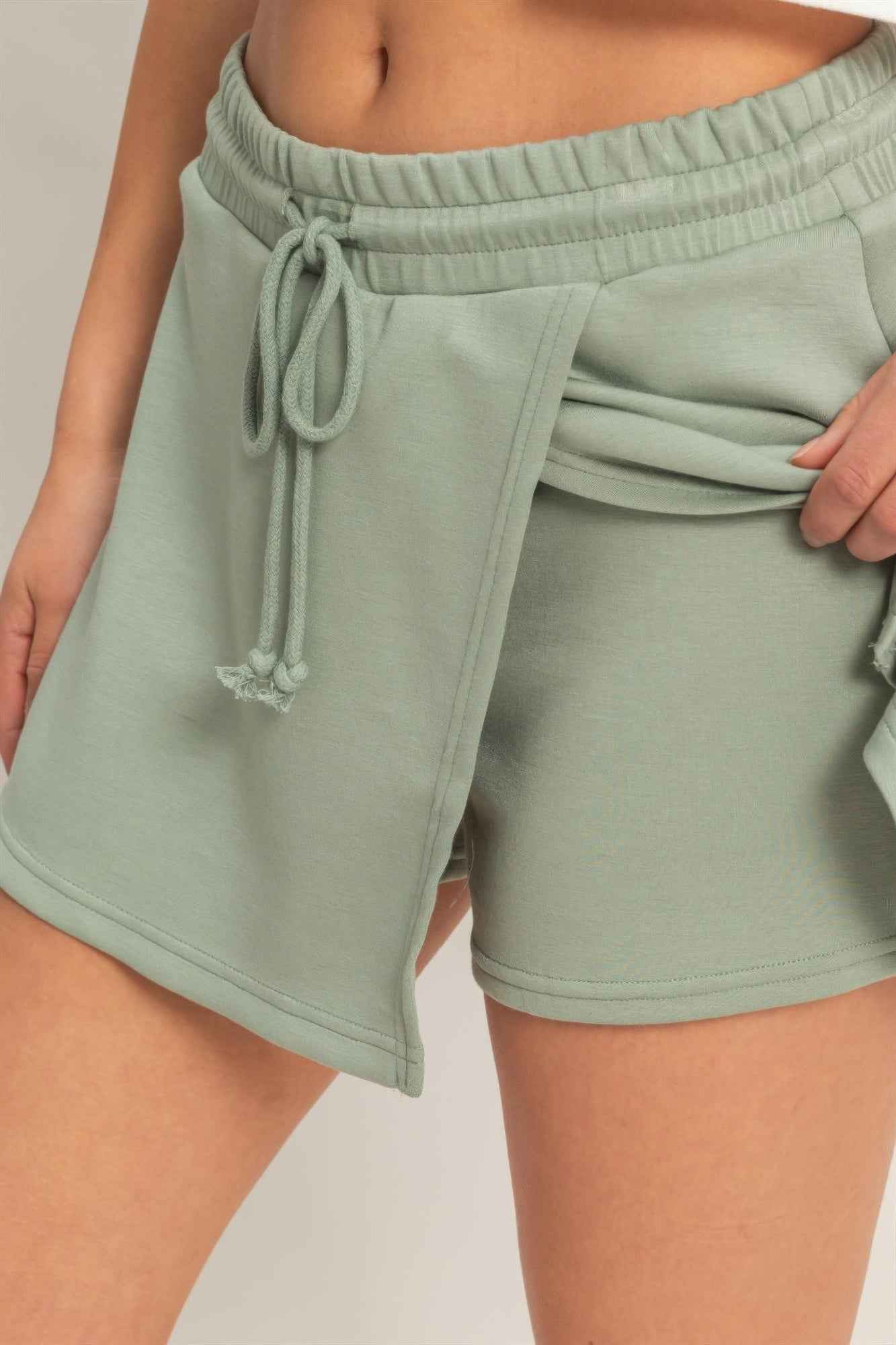 Wrap Front Elastic Waist Skort