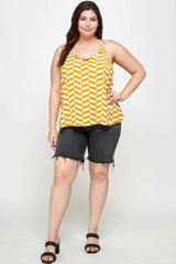 Plus Size Geometric Top With Double Spaghetti Strap