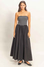 Striped Strapless Flowy Midi Dress