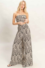 Strapless Top & Pant Print Set