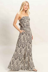 Strapless Top & Pant Print Set