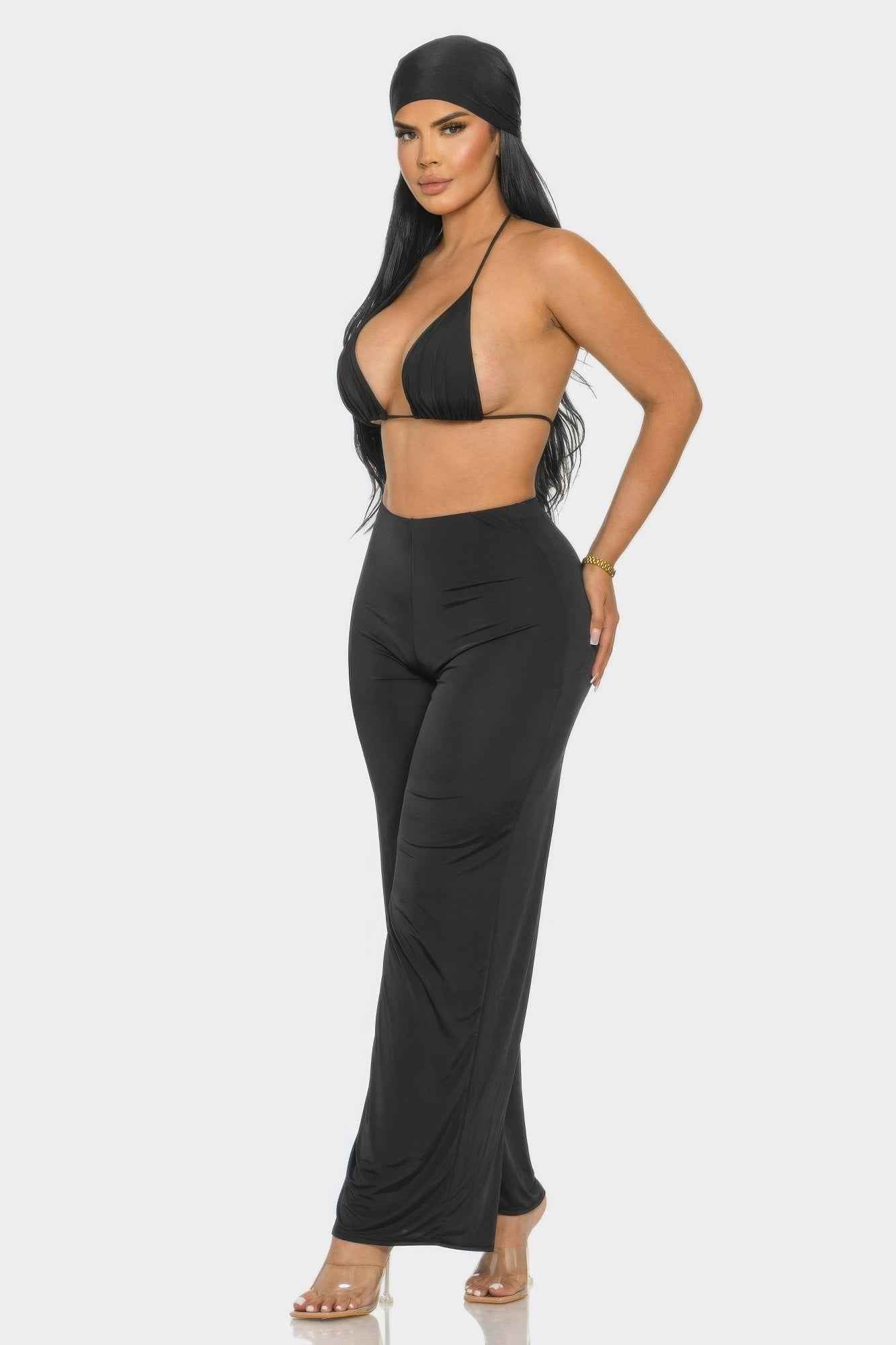 Bra Top And Pants And Bandana Set