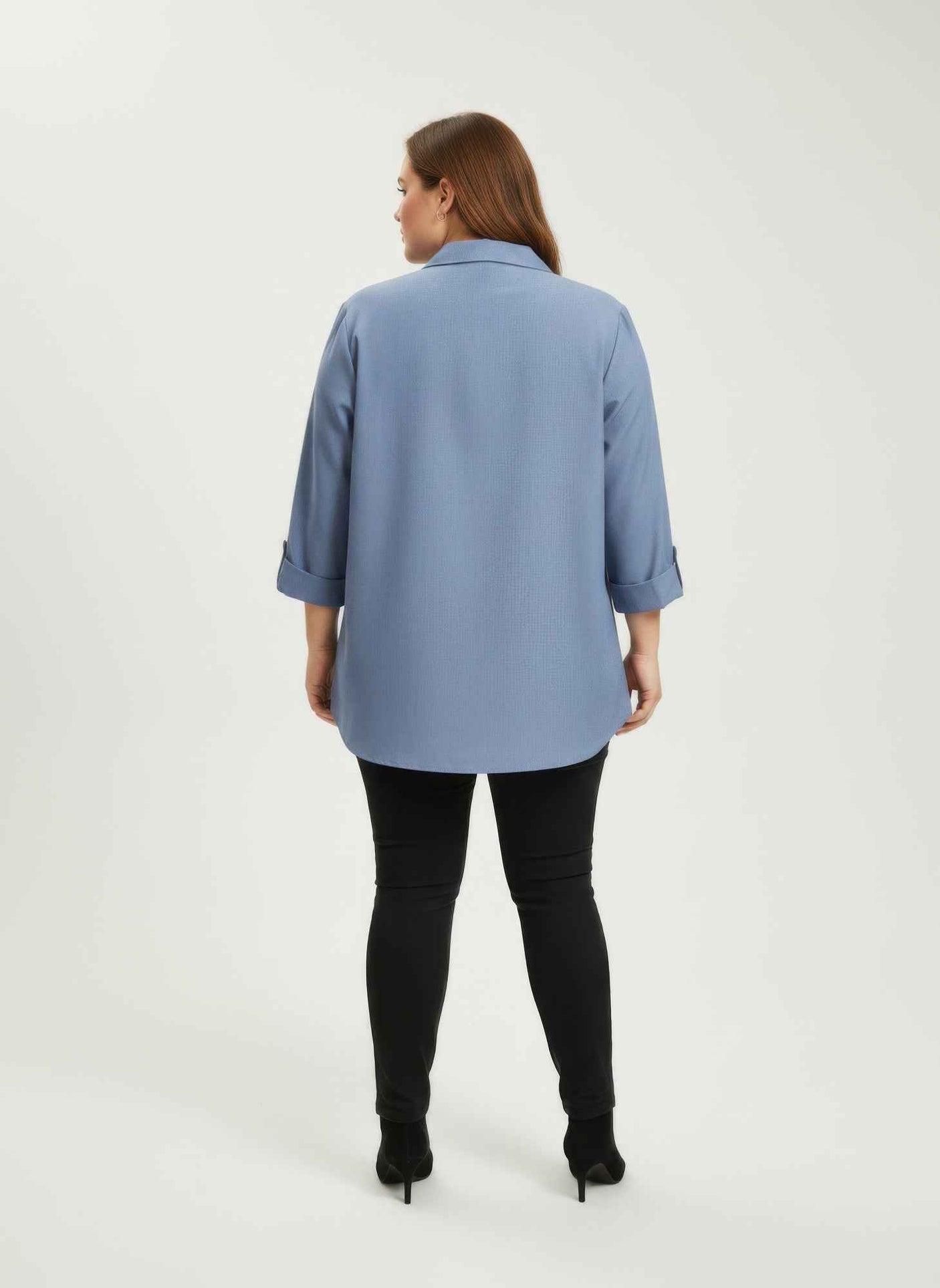 Blush Utility Button Front Roll Sleeve Blouse