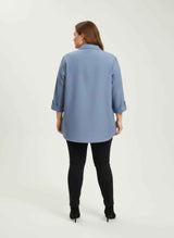 Blush Utility Button Front Roll Sleeve Blouse