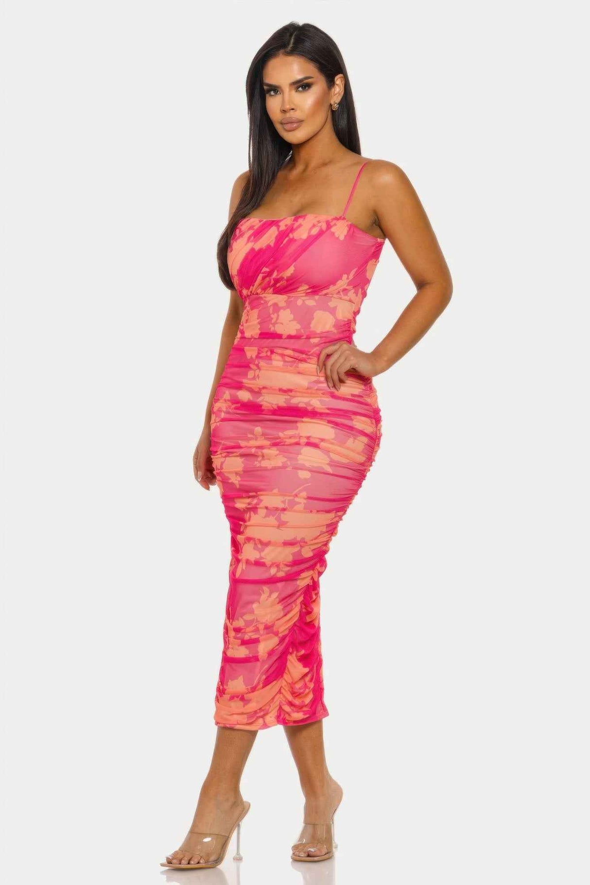 Sunset Bloom Mesh Dress